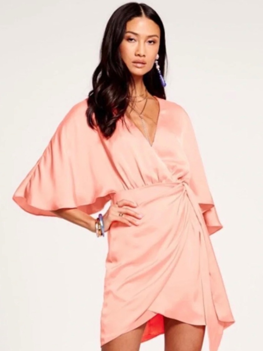 Ramy Brook Alexis Faux Wrap Dress Size 4 - Blush